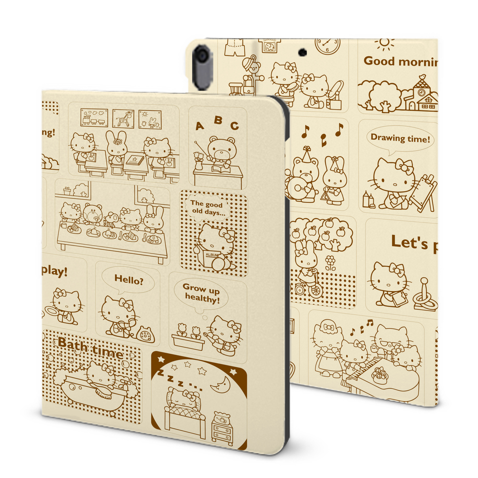 （画像用） Hello Kitty ハローキティ IPad ケース ブック型 PUレザー TPU 耐衝撃 軽量 薄型 ペン収納なし 全面保護 IPad 各モデル対応